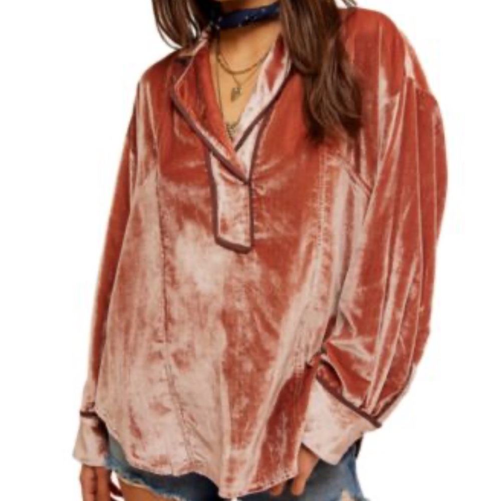 Free People Velvet Blouse - Rose